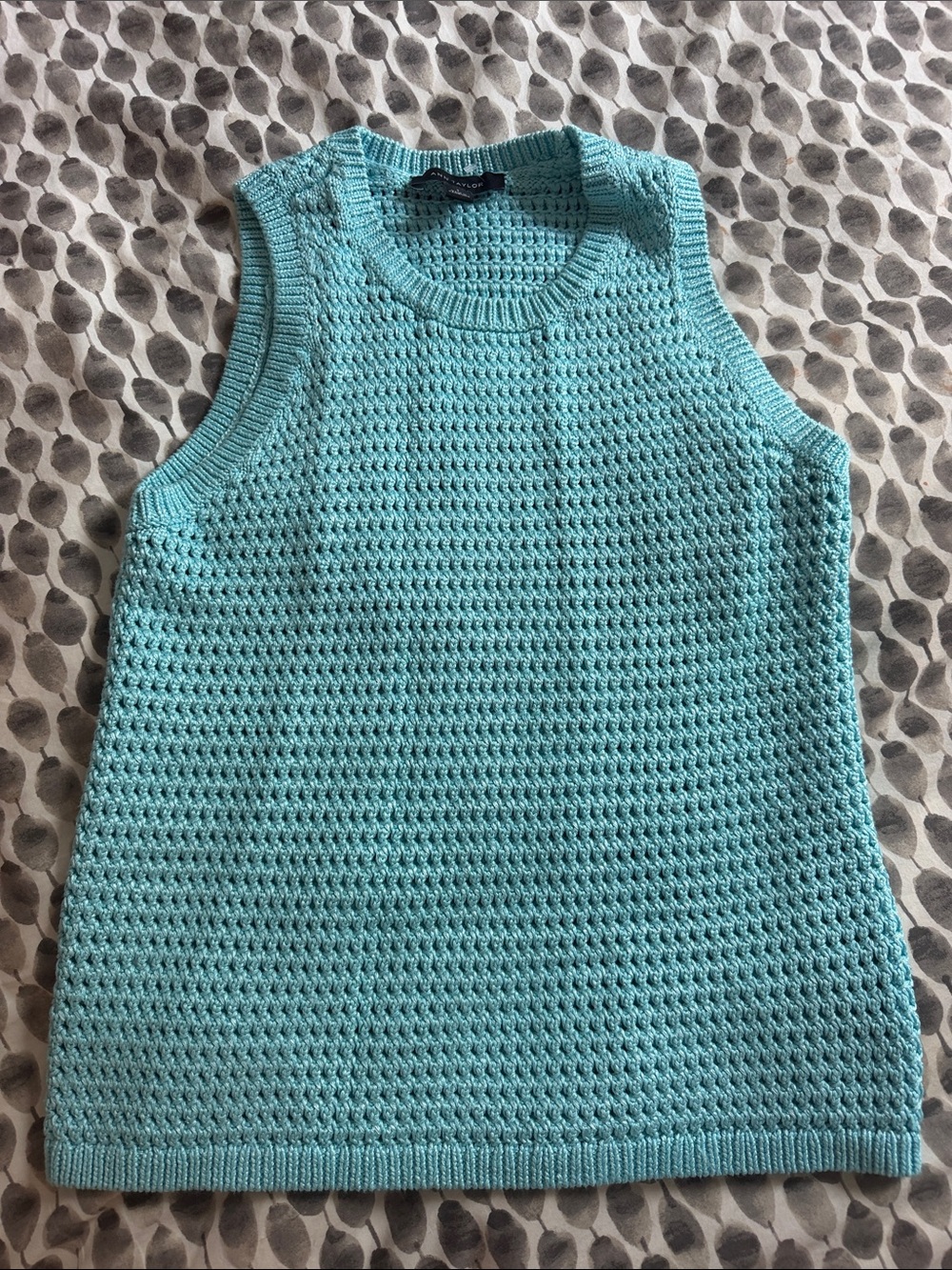 Sleeveless Knit Tank Top in Aqua Blue